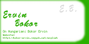 ervin bokor business card